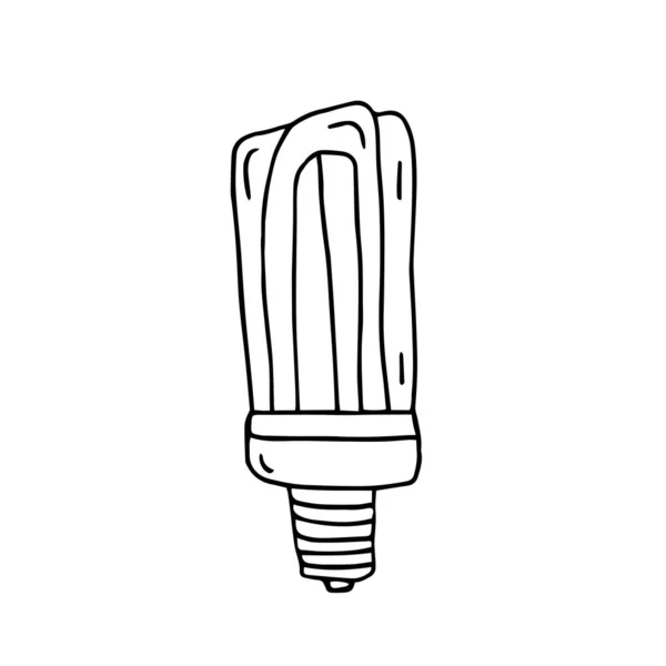 Lampe fluorescente dessinée à la main. Illustration vectorielle Doodle . — Image vectorielle