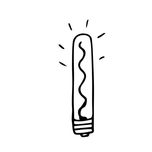 Bombilla de luz de una sola mano. Ilustración vectorial de Doodle . — Vector de stock