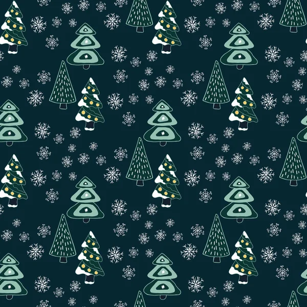 Weihnachten nordisches Design mit dekorativem Baum. Vektorillustration. — Stockvektor