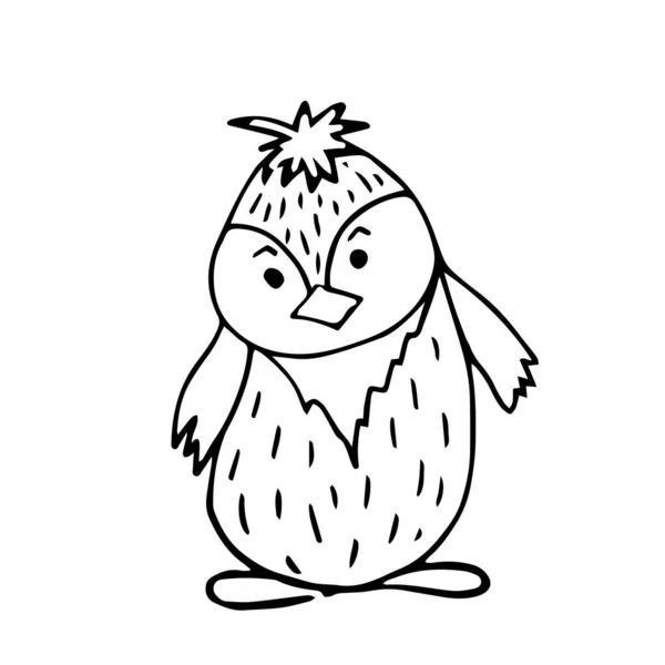 Ilustração do doodle do vetor com pássaro dos desenhos animados para cartões, projeto, tela, têxtil, livro de colorir . — Vetor de Stock