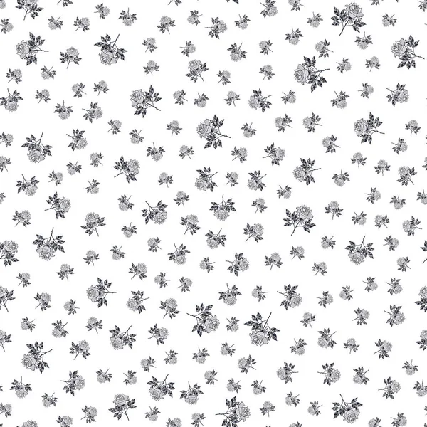 Seamless pattern of gray roses for your greeting cards, design, packaging. — Stok Vektör
