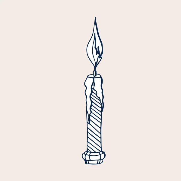 Single hand drawn candle for New Year and Xmas greeting cards, posters, stickers and seasonal design. — Stok Vektör