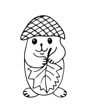 Kış dekorasyonu için komik bir yaratık. Çizim illüstrasyonu.