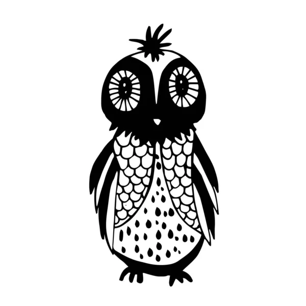 有趣的猫头鹰冬季装饰。 Doodle示例. — 图库矢量图片