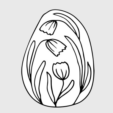 Süslü Paskalya yumurtası. Karalama biçiminde çizilmiş vektör illüstrasyonu.
