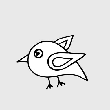 Karalama tarzında çizilmiş küçük kuş eli. Dekor için vektör ögesi.