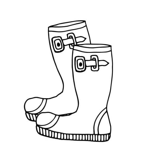 A rubber boots. Hand drawn doodle garden vector illustration. — Stock Vector