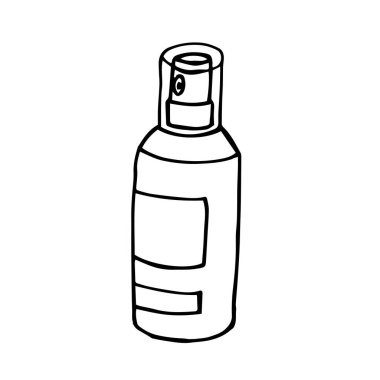 Kozmetik şişe ikonu. Vektör karalama çizimi.