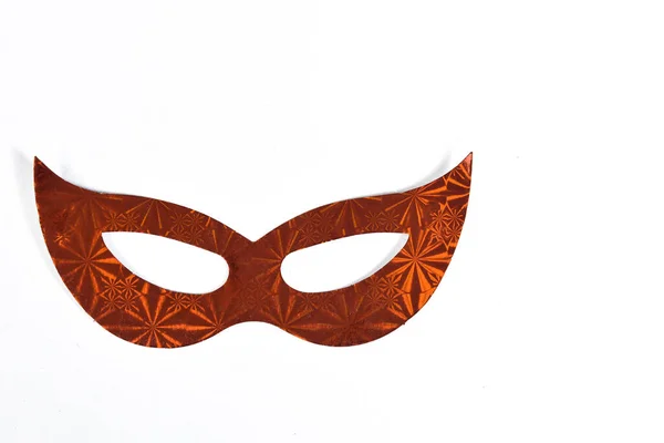 Red carnival party costume mask isolated on white background wit — 스톡 사진