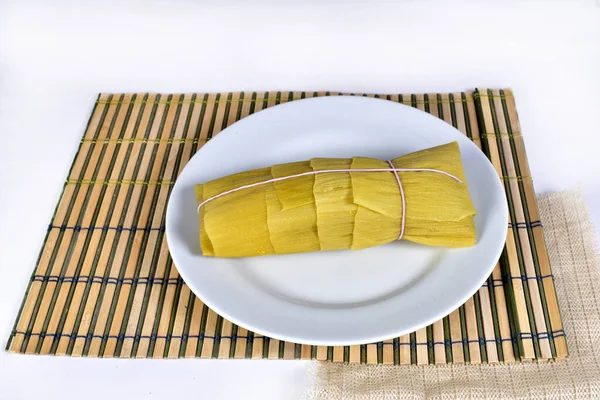 Pamonha Poltiglia Mais Tradizionale Torta Mais Cibo Brasiliano Culinario Vista — Foto Stock