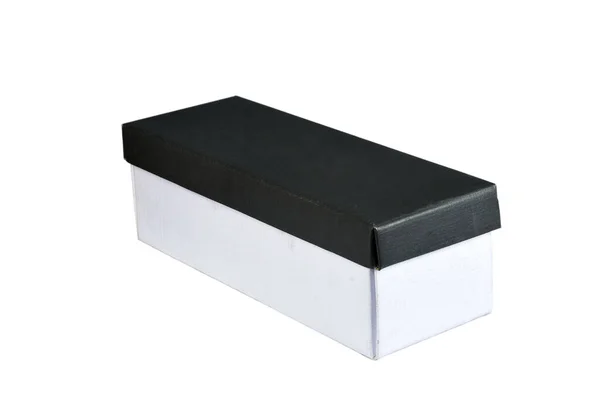 Piękne Szare Pudełko Kartonowe Uchwyt Obiektu Pokrywą Izolowaną Białym Tle — Zdjęcie stockowe