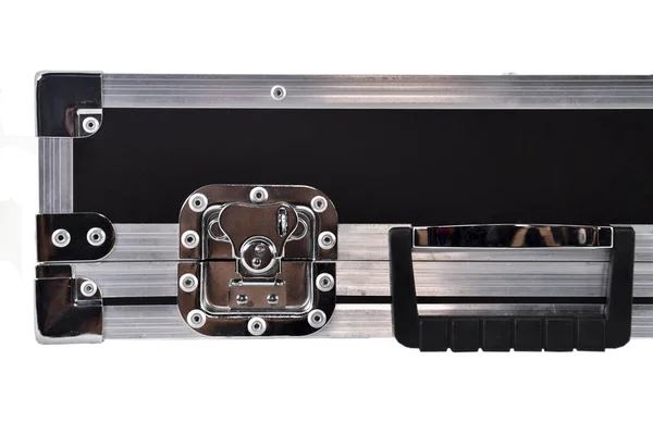 Details Zwart Hard Case Met Metalen Bescherming Voor Het Transporteren — Stockfoto