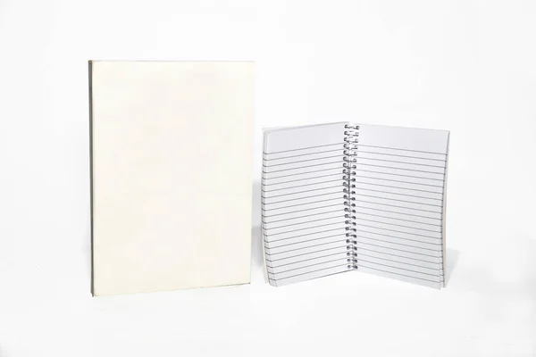 Notitieboek Met Leren Omslag Notitieblok Witte Achtergrond Met Ruimte Voor — Stockfoto