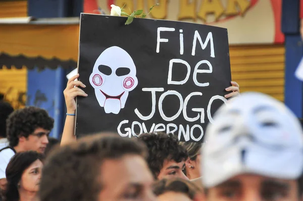 Manifesto População Contra Governo Brasileiro Nas Ruas Cidade Goinia — Fotografia de Stock
