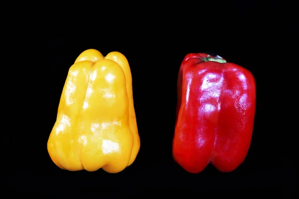 Natural Yellow Red Pepper Isolated Black Background — Stock Photo, Image