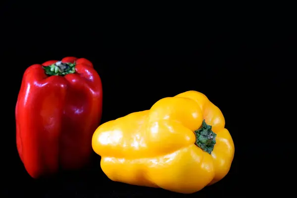 Natural Yellow Red Pepper Isolated Black Background — Stock Photo, Image