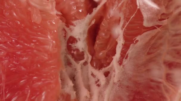 Grapefruit Makro Hände Zerreißen Die Grapefruit Auf Grünem Hintergrund — Stockvideo