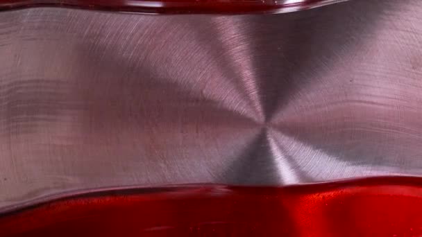 Red Glaze Steel Pan Glassy Red Textures — Stock Video