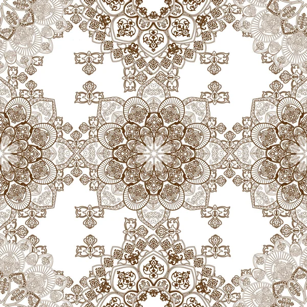 Vackra sömlösa mönster av runda former i orientalisk ornam — Stock vektor
