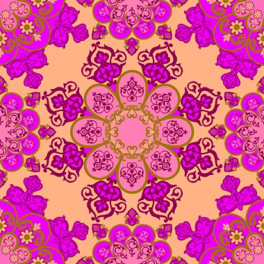    Mandala elementleriyle yuvarlak, pürüzsüz desen.