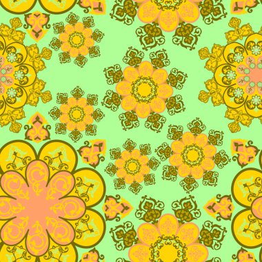   Mandala elementleriyle yuvarlak, pürüzsüz desen.