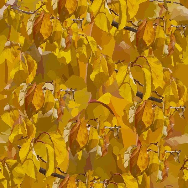 Teppich aus gelben Blättern in einem nahtlosen Muster. — Stockvektor
