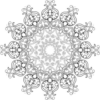   Tek renkli mandala 'da yuvarlak desenler.
