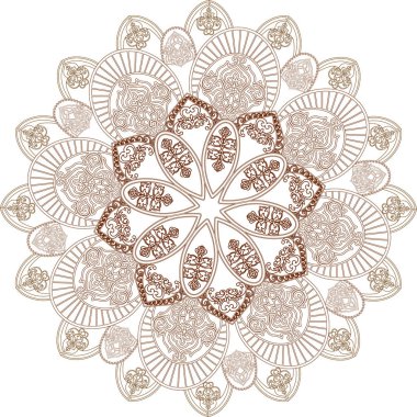   Tek renkli mandala 'da yuvarlak desenler.