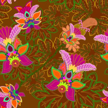      Koyu bir sırt deseninde doğulu süslemeleri olan renkli desenler