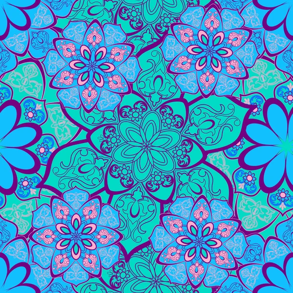 Combinação colorida brilhante de flores abstratas em uma costura — Vetor de Stock
