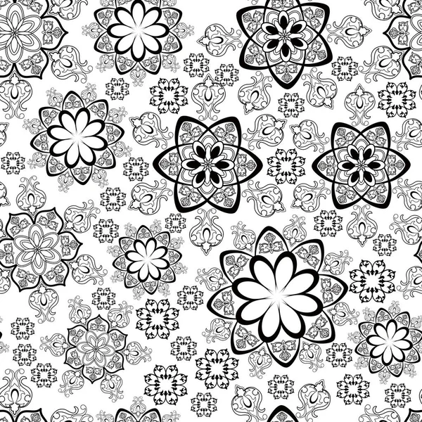 Motifs orientaux noir-blanc dans un ornement . — Image vectorielle