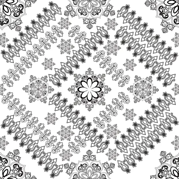     Bir süs içinde siyah-beyaz doğulu desenler.