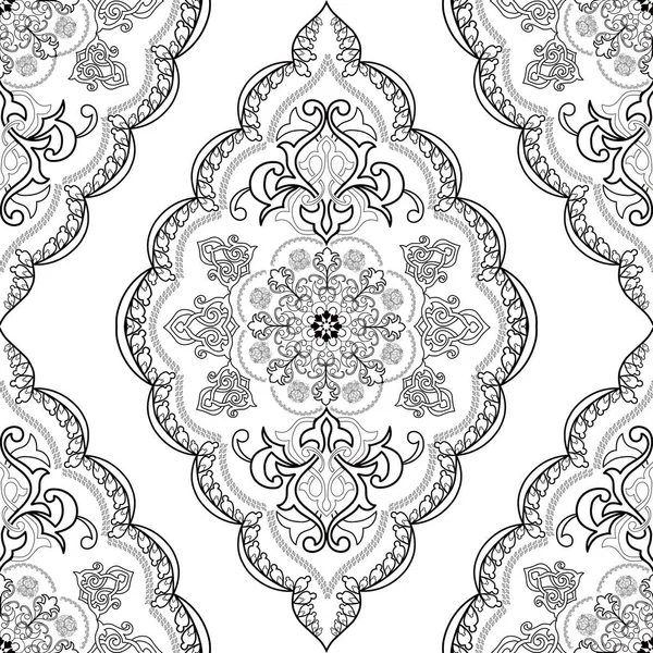 Vanlig svartvit. .Oval formad sömlös mönster i orientalisk — Stock vektor