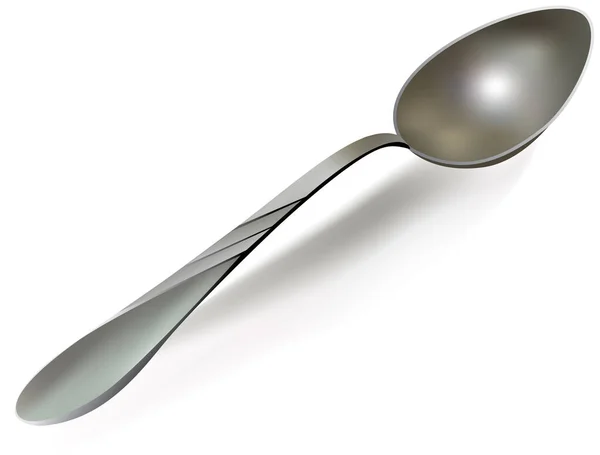 Metal Spoon Stainless Tablespoon White Background Realistic Image — Stock Photo, Image
