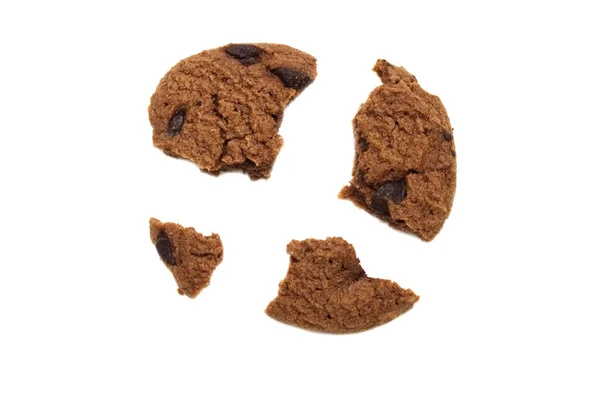 Biscuit Chocolate Chip Flavored Some Broken Crumbs Crunchy Delicious Sweet — Stock Photo, Image