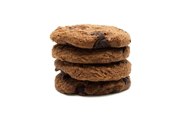 Biscuit Chocolate Chip Flavored Stack Crunchy Delicious Sweet Meal Useful — Stock Photo, Image