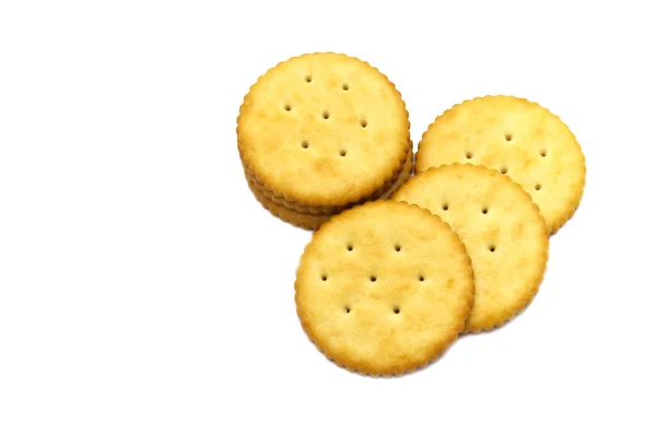 Biscuits Cracker Circle Design Isoliert Auf Weißem Hintergrund — Stockfoto