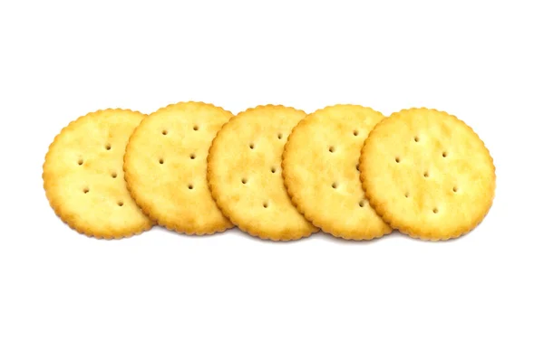 Galletas Cracker Círculo Diseño Aislado Sobre Fondo Blanco —  Fotos de Stock