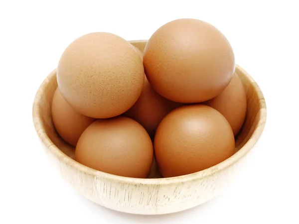 stock image Raw fresh brown chicken eggs isolated on white background.