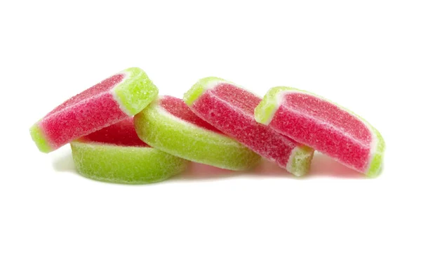 明胶果冻糖果西瓜的设计与白色背景相分离 — 图库照片