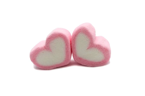 Pink Sweet Heart Shape Marshmallow Isolated White Background — Stock Photo, Image