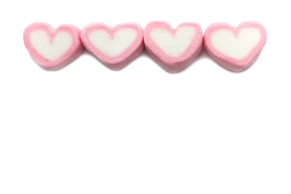 Pink Sweet Heart Shape Marshmallow Isolated White Background — Stock Photo, Image