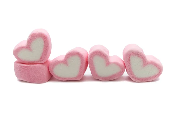 Pink Sweet Heart Shape Marshmallow Isolated White Background — Stock Photo, Image