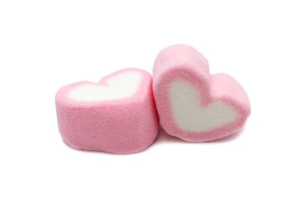 Pink Sweet Heart Shape Marshmallow Isolated White Background — Stock Photo, Image