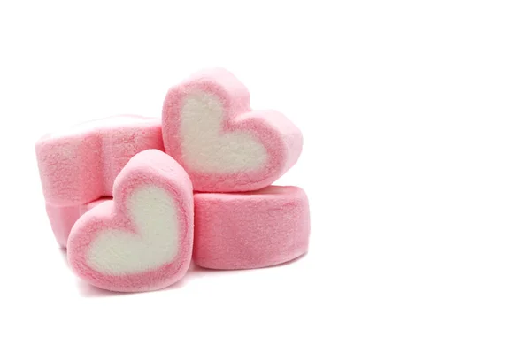 Pink Sweet Heart Shape Marshmallow Isolated White Background — Stock Photo, Image