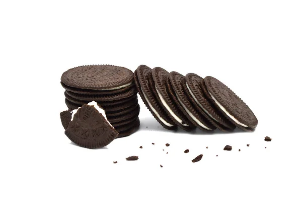 Oreo Λεπτές Βανίλια Delight Σοκολατένια Μπισκότα Βανίλια Αρωματική Κρέμα Απομονωμένη — Φωτογραφία Αρχείου