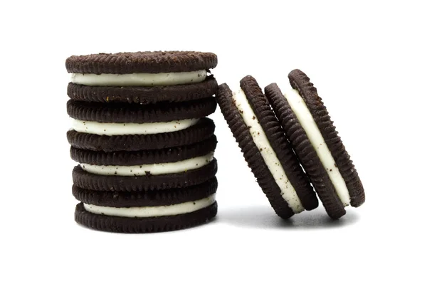 Oreo Kekse Isoliert Auf Weißem Hintergrund Ist Ein Doppelter Stuf — Stockfoto