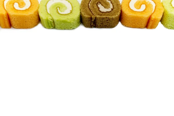 Jam Rolls Cake Isolated White Background Copy Space — Stock Photo, Image