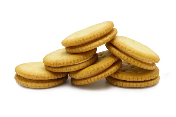 Biscuit Sandwich Cracker Cheese Flavoured Cream Butter Stack Crunchy Delicious — Stockfoto