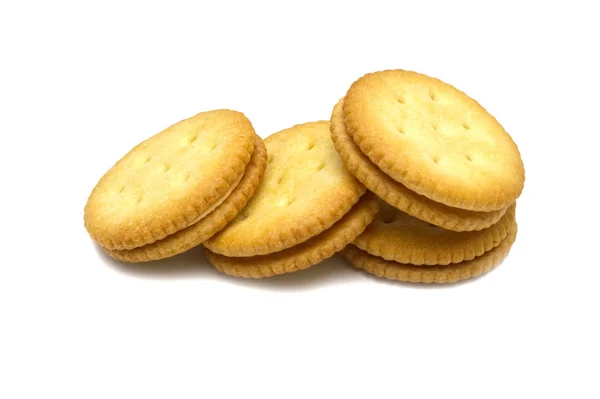 Biscuit Sandwich Cracker Käse Gewürzt Sahne Und Butter Stapelweise Knusprige — Stockfoto